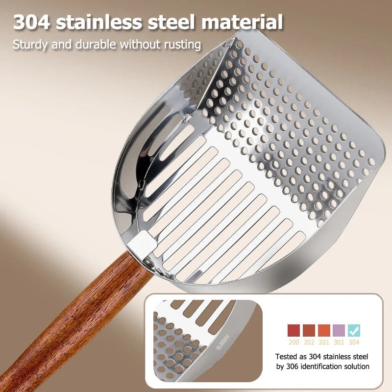 RVS kattenbak schep, corrosiebestendig met snelle zandafvoer en eenvoudig schoon te maken - Hebbr