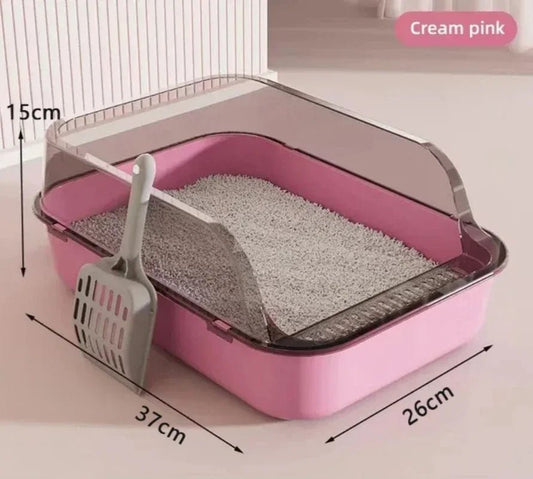 Semi - gesloten kattenbak met verhoogde rand - Splashproof katten toilet voor kittens en kleine katten - Hebbr