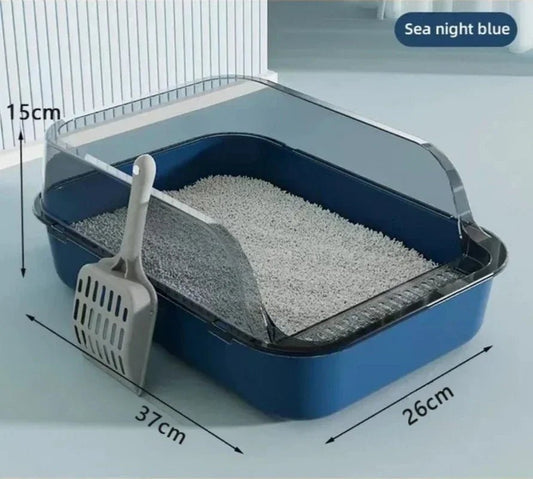 Semi - gesloten kattenbak met verhoogde rand - Splashproof katten toilet voor kittens en kleine katten - Hebbr
