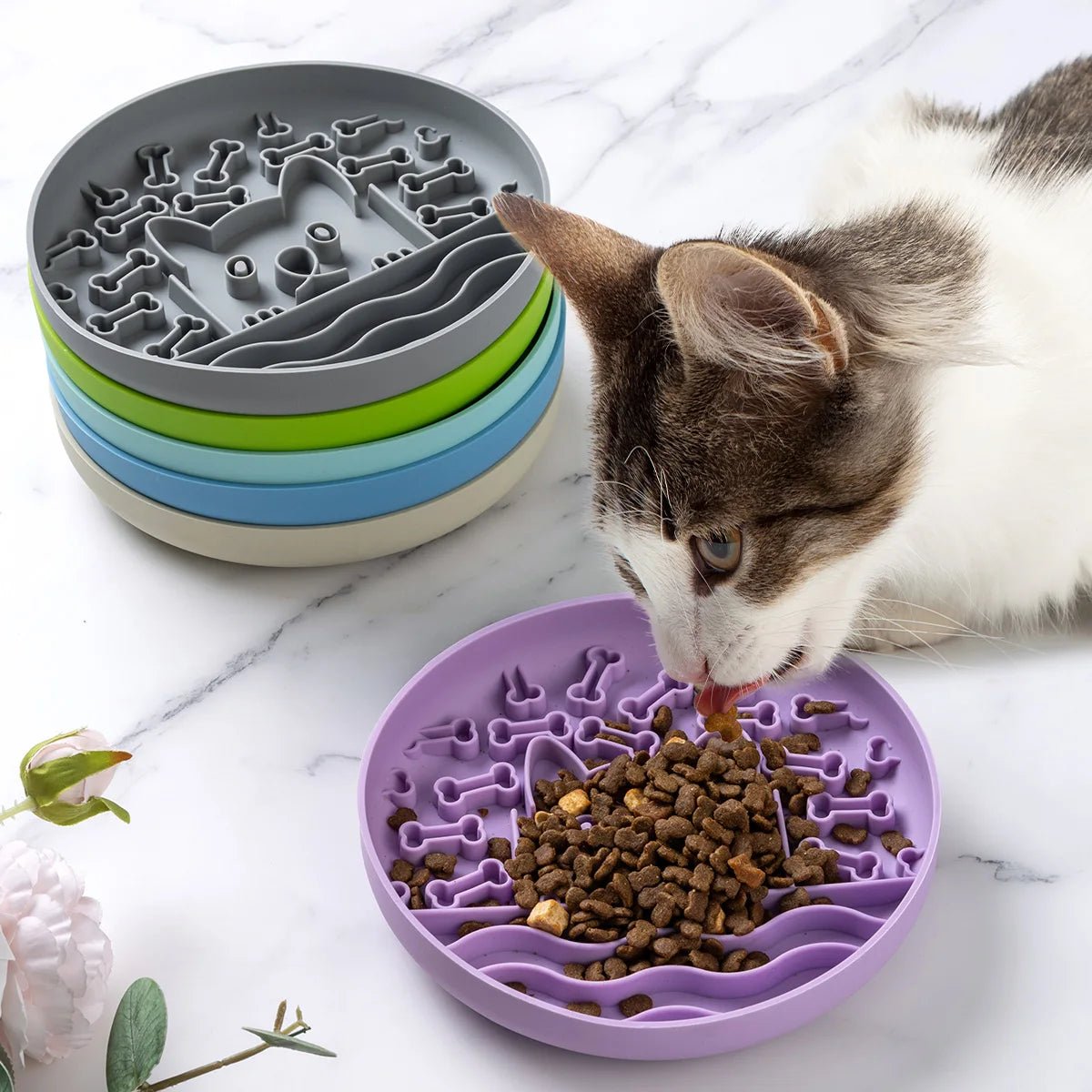 Siliconen Lick Mat voor Honden en Katten - Antislip Voederbak, 25 cm, Groen, BPA - vrij - Hebbr