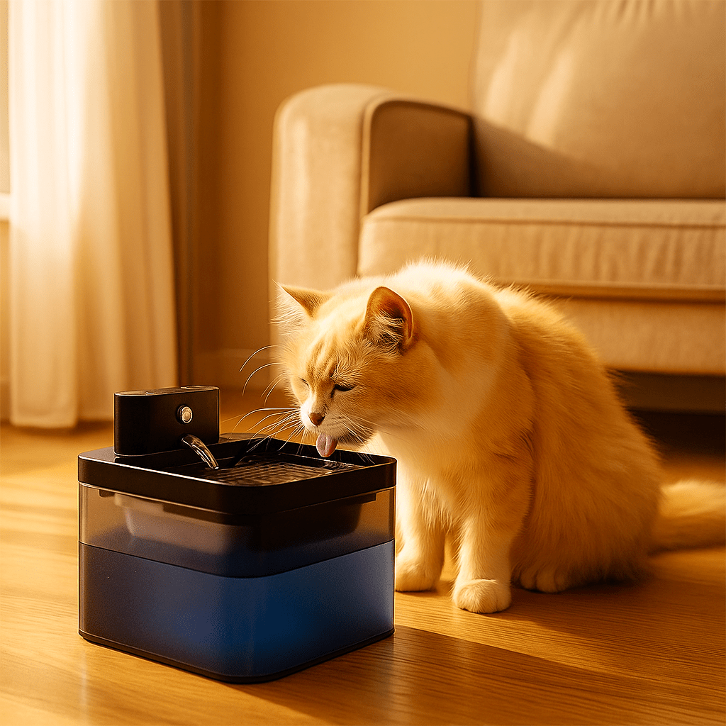 Slimme draadloze drinkfontein voor huisdieren - 2.2L met bewegingssensor en stille werking - Hebbr