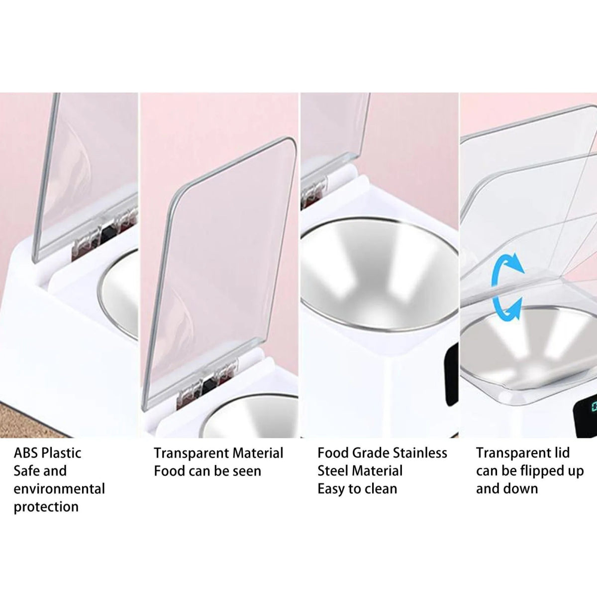 Slimme Voerautomaat voor Honden en Katten met Inductiedeksel - Oplaadbare 350ml Bak - Hebbr