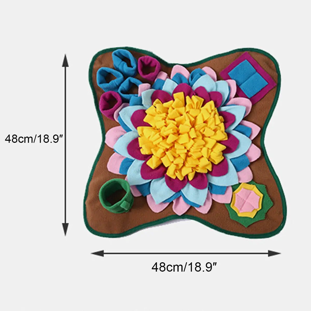 Snuffelmat Hond - Antiklapmat voor Training en Langzame Voeding - 48 x 48 cm, Veilig Pluche - Hebbr