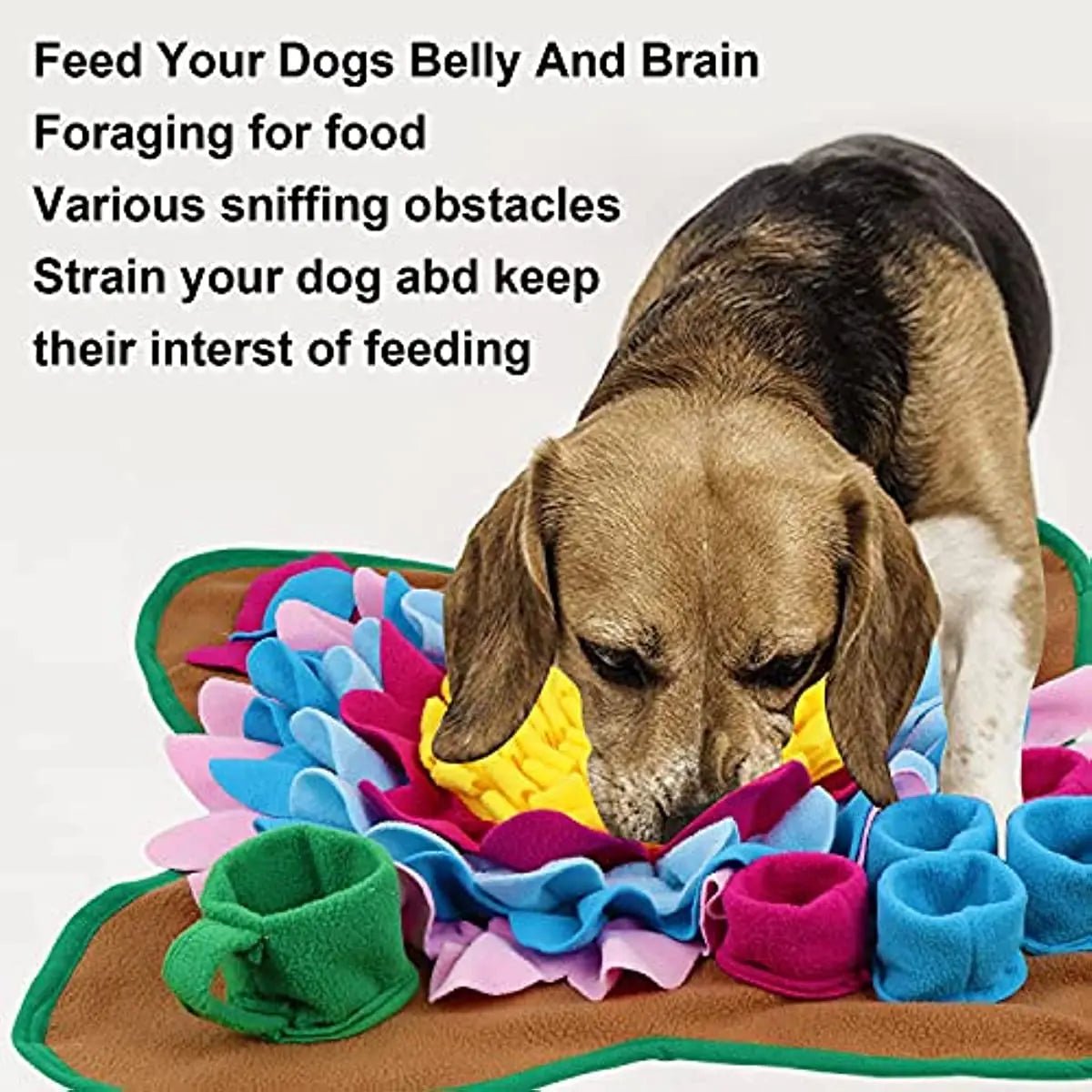 Snuffelmat Hond - Antiklapmat voor Training en Langzame Voeding - 48 x 48 cm, Veilig Pluche - Hebbr