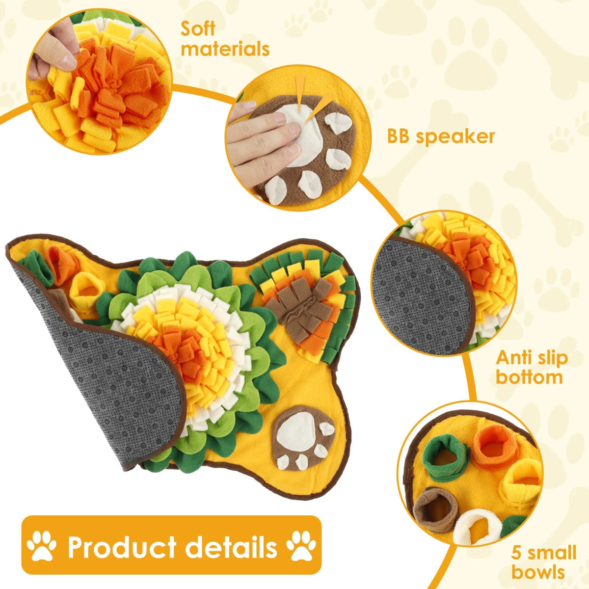 Snuffelmat Hond van Polyester met Anti - Slip Onderkant - Interactieve Snackdispenser voor Geurtraining - Hebbr
