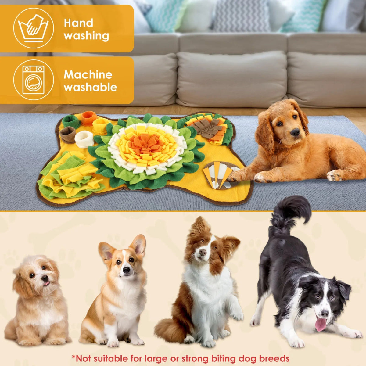 Snuffelmat Hond van Polyester met Anti - Slip Onderkant - Interactieve Snackdispenser voor Geurtraining - Hebbr