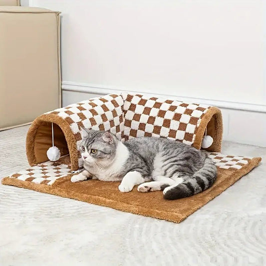Speeltunnel voor Katten en Kittens - Pluche en Polyester, Ruimtebesparend Ontwerp - Hebbr