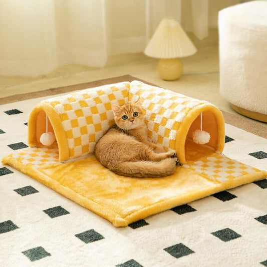 Speeltunnel voor Katten en Kittens - Pluche en Polyester, Ruimtebesparend Ontwerp - Hebbr