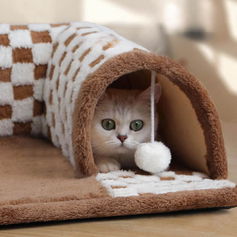 Speeltunnel voor Katten en Kittens - Pluche en Polyester, Ruimtebesparend Ontwerp - Hebbr