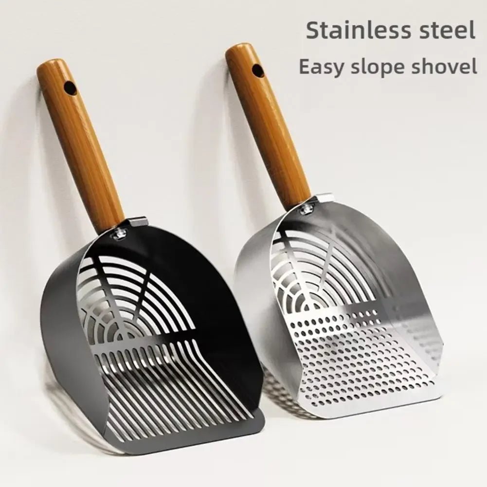 Stalen kattenbak schep met lange handgreep - Efficiënt schoonmaakgereedschap voor kattenbakken - Hebbr