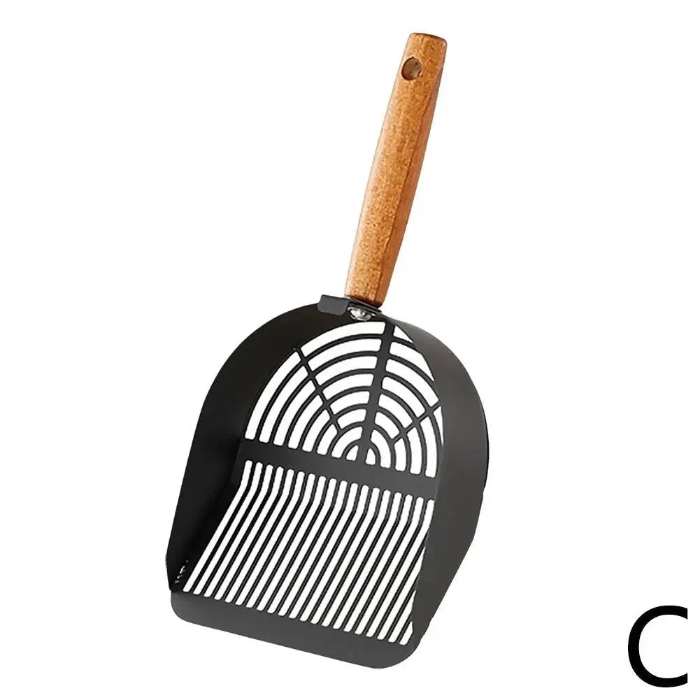 Stalen kattenbak schep met lange handgreep - Efficiënt schoonmaakgereedschap voor kattenbakken - Hebbr