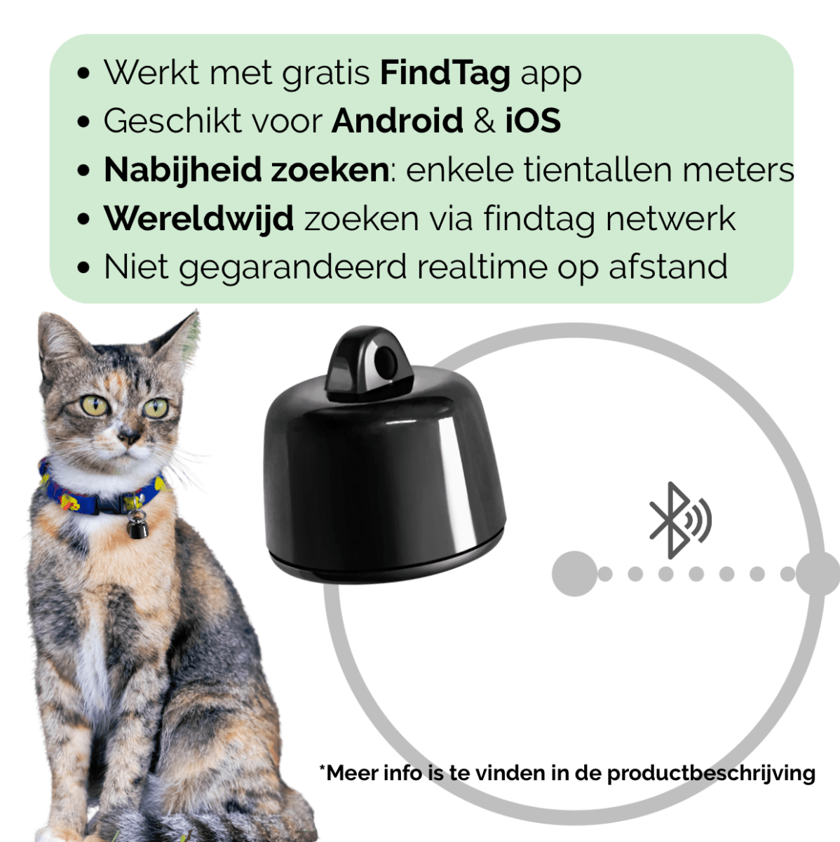 Tracker voor Hond Mini 2,7 g Bluetooth – Vindbaar met FindTag App - Hebbr