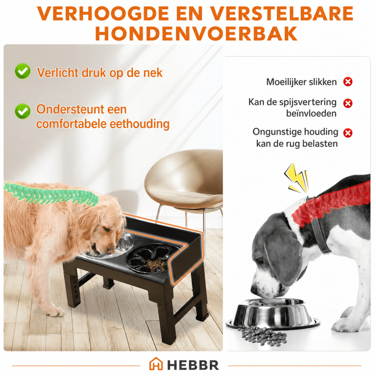 Verstelbare Hondenvoerbak - Hebbr