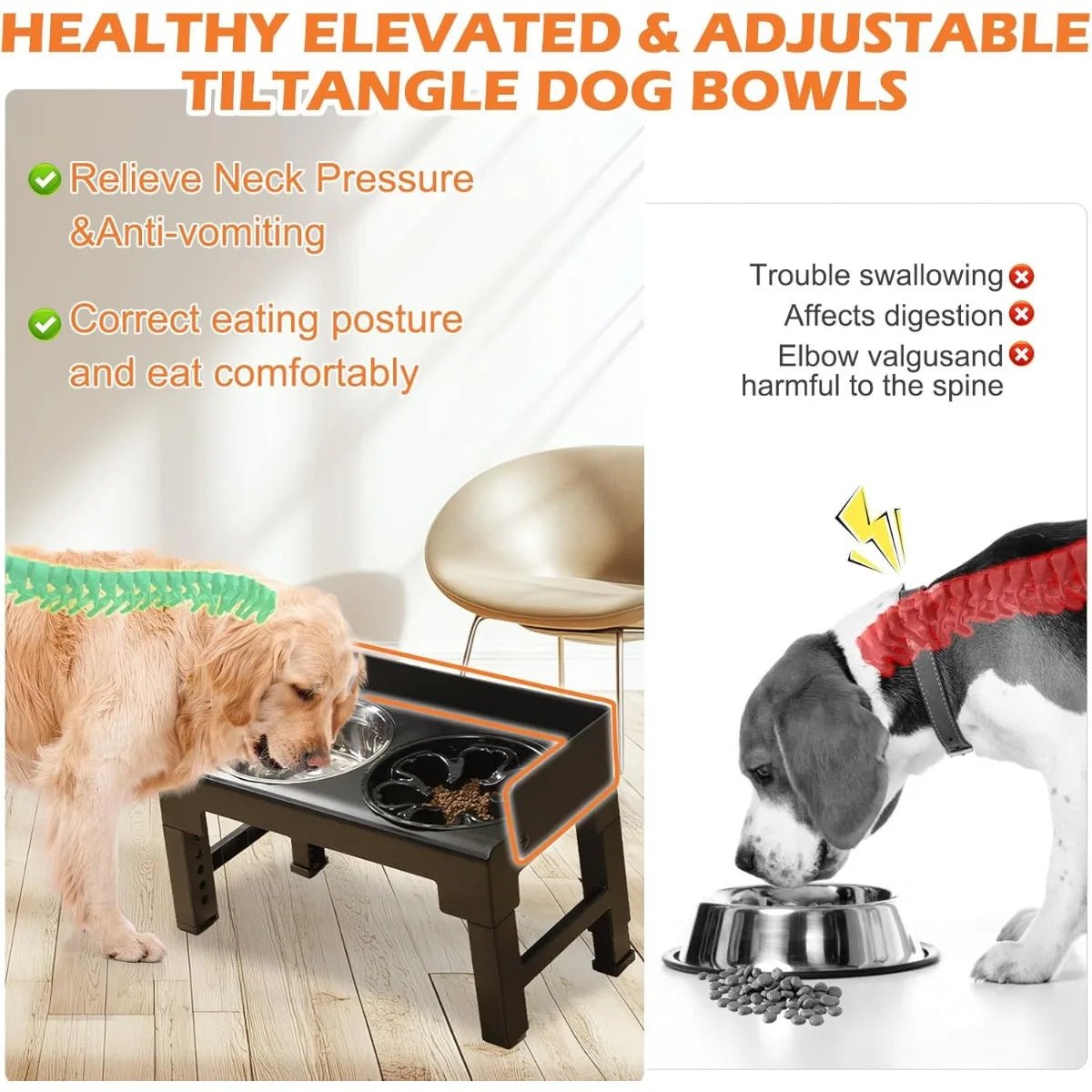 Verstelbare Hondenvoerbak met Standaard en Anti - Slip Ontwerp - Ideaal voor Middelgrote en Grote Honden - Hebbr