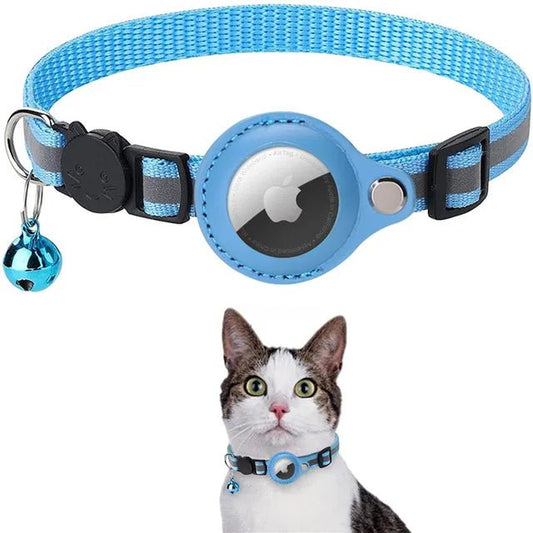 Verstelbare Kattenhalsband met AirTag Technologie - Weerbestendig en Reflecterend, 22 - 32 cm - Hebbr