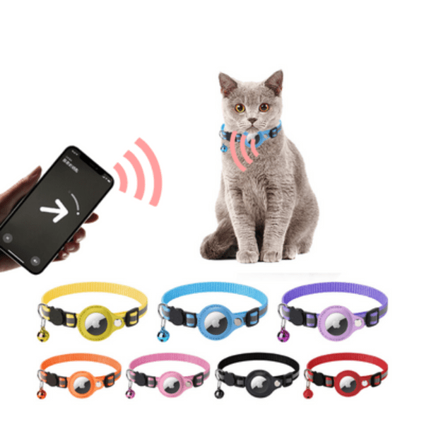 Verstelbare Kattenhalsband met AirTag Technologie - Weerbestendig en Reflecterend, 22 - 32 cm - Hebbr