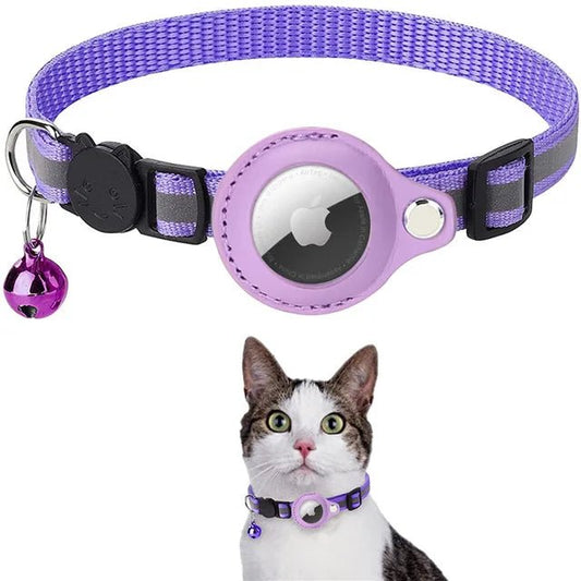 Verstelbare Kattenhalsband met AirTag Technologie - Weerbestendig en Reflecterend, 22 - 32 cm - Hebbr