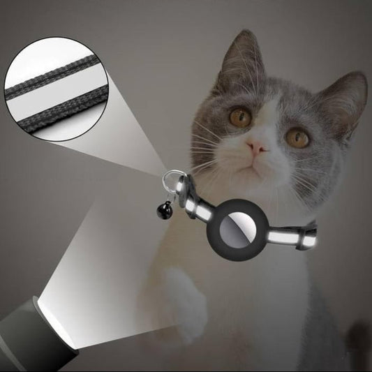 Verstelbare Kattenhalsband met AirTag Technologie - Weerbestendig en Reflecterend, 22 - 32 cm - Hebbr