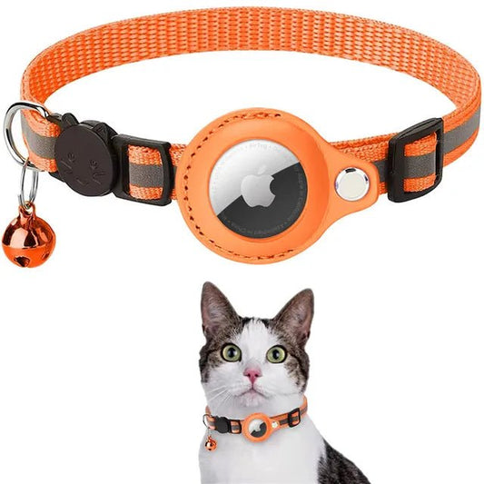 Verstelbare Kattenhalsband met AirTag Technologie - Weerbestendig en Reflecterend, 22 - 32 cm - Hebbr
