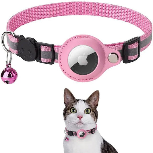Verstelbare Kattenhalsband met AirTag Technologie - Weerbestendig en Reflecterend, 22 - 32 cm - Hebbr