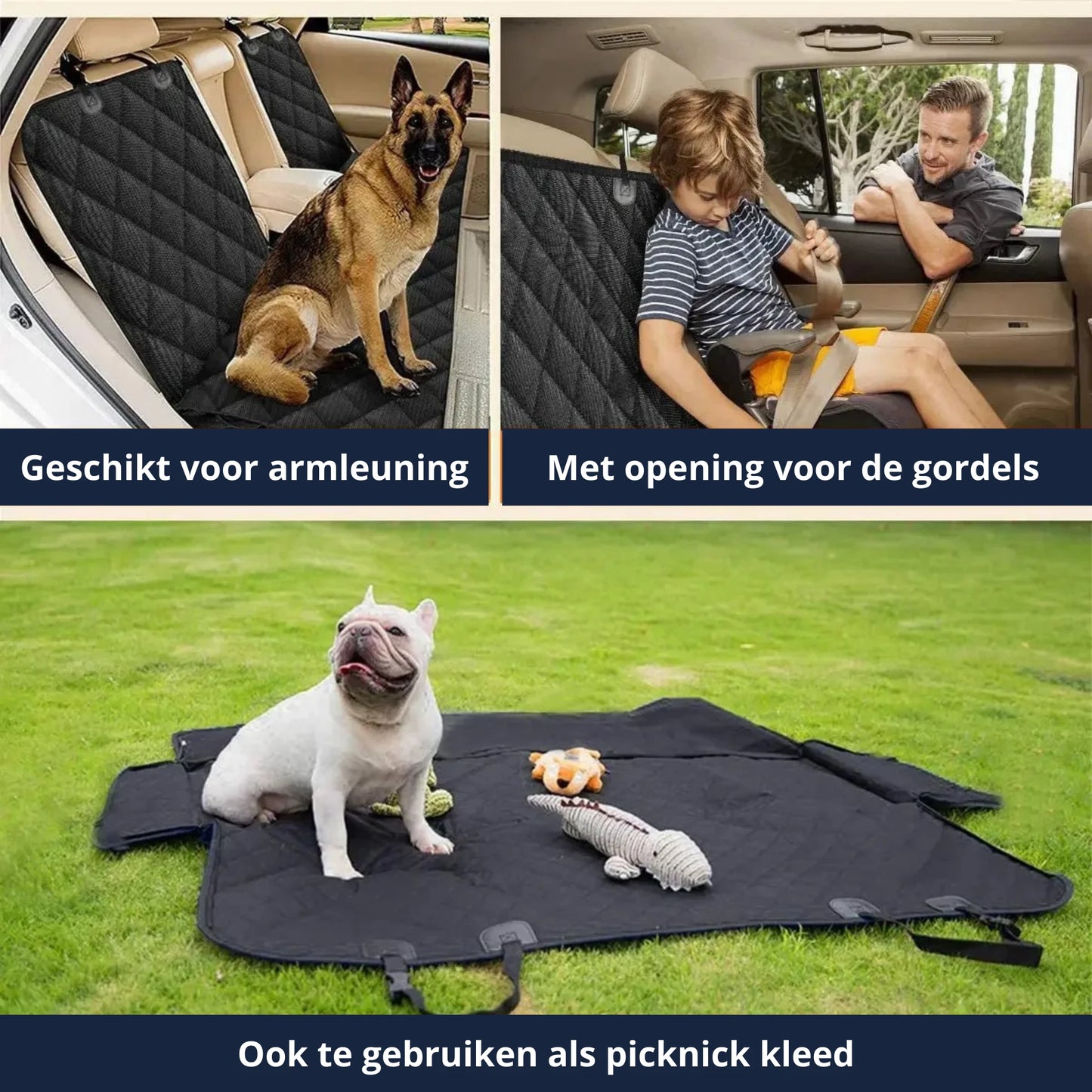 Waterdichte Beschermhoes voor Achterbank – Geschikt voor Grote en Middelgrote Honden, Duurzaam Polyester - Hebbr