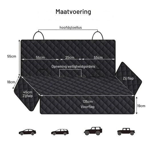 Waterdichte Beschermhoes voor Achterbank – Geschikt voor Grote en Middelgrote Honden, Duurzaam Polyester - Hebbr