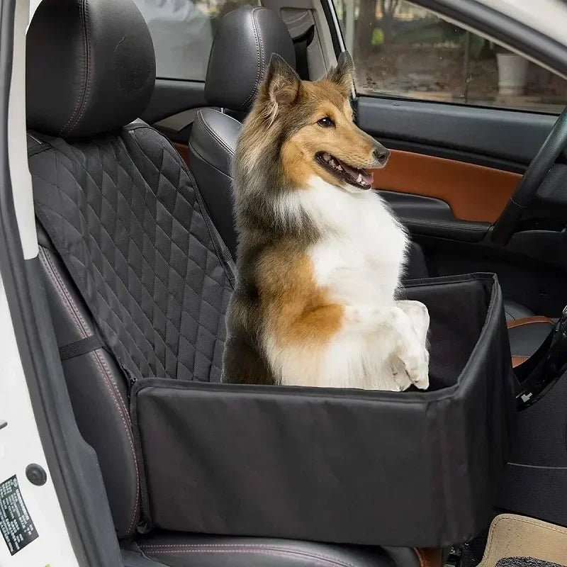 Waterdichte Honden Autostoelhoes 2 - in - 1 Hangmat voor Grote en Middelgrote Honden - Zwart Oxford Stof - Hebbr