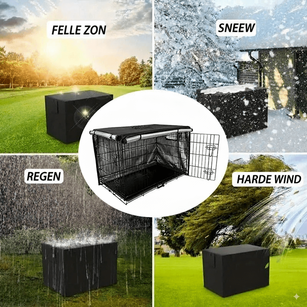 Waterdichte Hondenbench Cover van Oxford Stof - Winddicht, Opvouwbaar en Ademend voor Grote Honden - Hebbr