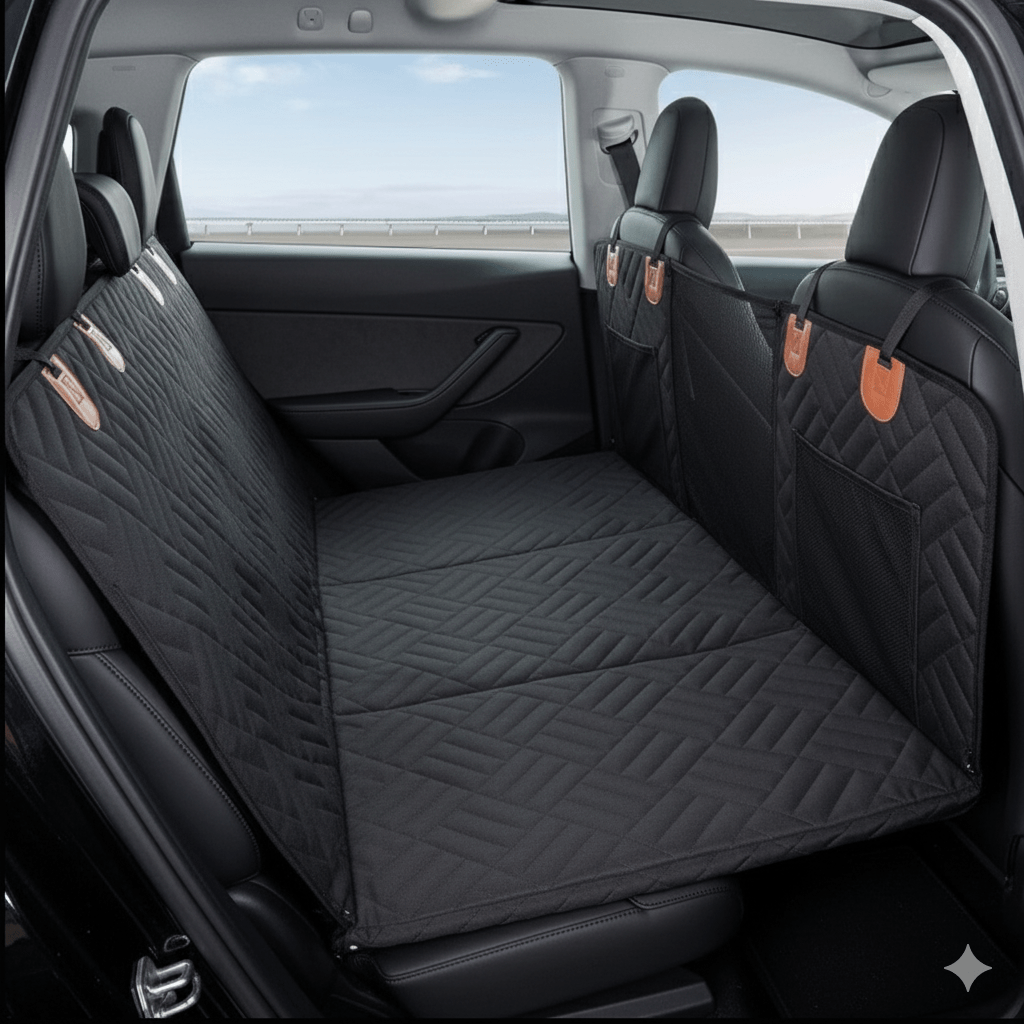 Waterdichte Hondenmat voor in de Auto - Verwijderbare Achterbankmat, Universele Pasvorm, Zwart - Hebbr