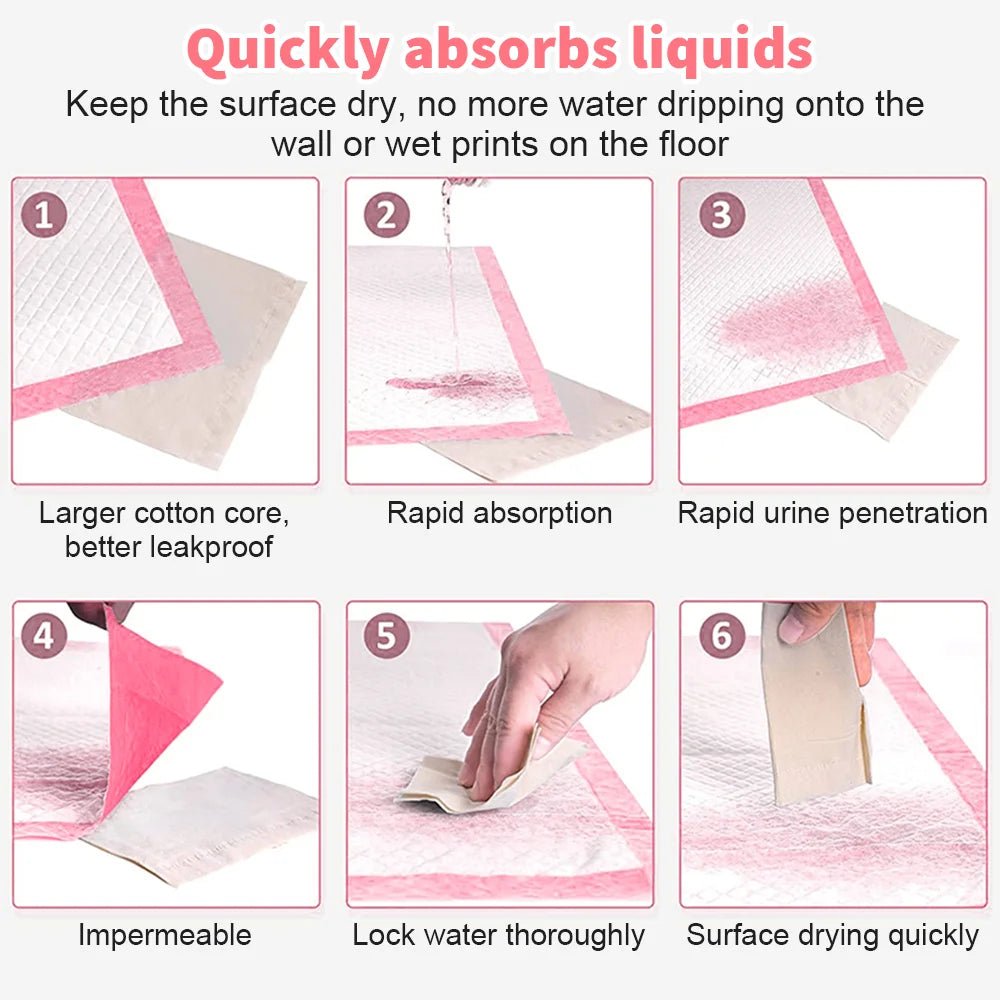 Wegwerp Hondenluiers 50 Stuks, Sneldrogend en Absorberend, Maten 60x90 cm en 60x60 cm - Hebbr