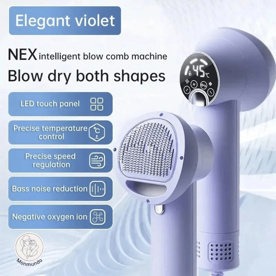 2 - in - 1 Hondenborstel en Haardroger – Efficiënt, Comfortabel en Duurzaam - Hebbr