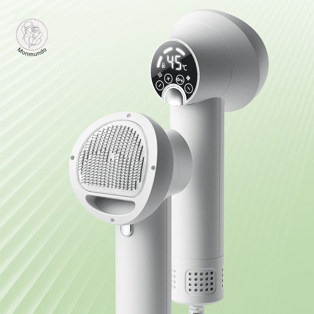 2 - in - 1 Hondenborstel en Haardroger – Efficiënt, Comfortabel en Duurzaam - Hebbr