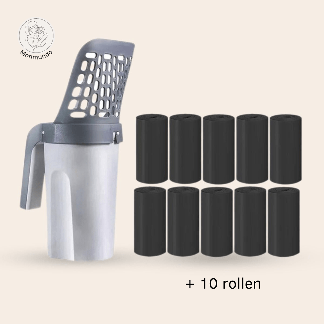 2 - in - 1 Kattenbakschep met Opvangcontainer – Hygiënisch en Tijdsbesparend - Hebbr