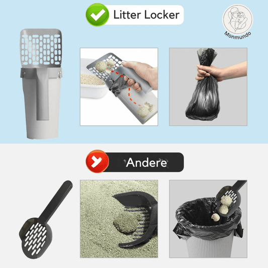 2 - in - 1 Kattenbakschep met Opvangcontainer – Hygiënisch en Tijdsbesparend - Hebbr