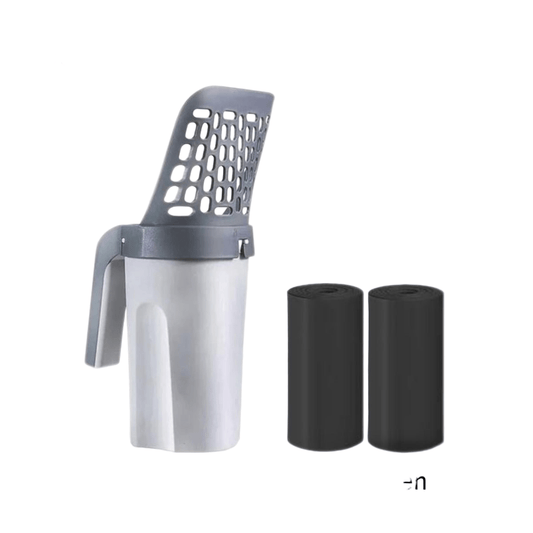 2 - in - 1 Kattenbakschep met Opvangcontainer – Hygiënisch en Tijdsbesparend - Hebbr