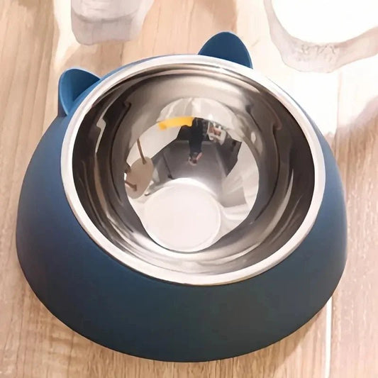 2 - in - 1 RVS Voerbak Hond en Kat met Afneembare Kattenoorvorm - Duurzaam en Gemakkelijk Schoon te Maken - Hebbr