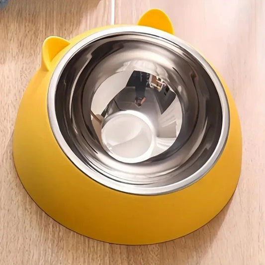 2 - in - 1 RVS Voerbak Hond en Kat met Afneembare Kattenoorvorm - Duurzaam en Gemakkelijk Schoon te Maken - Hebbr