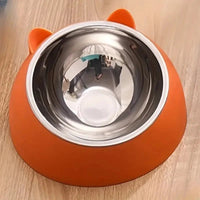 2 - in - 1 RVS Voerbak Hond en Kat met Afneembare Kattenoorvorm - Duurzaam en Gemakkelijk Schoon te Maken - Hebbr