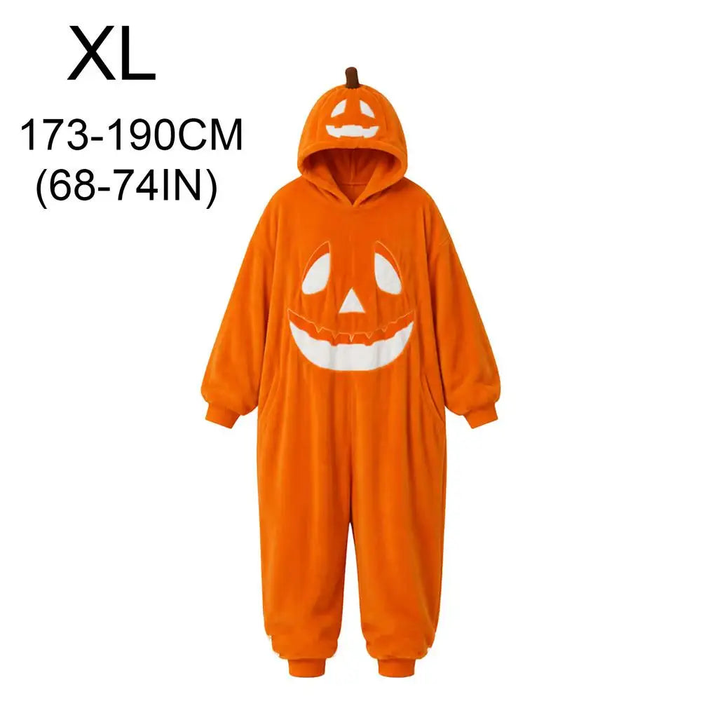 Hallowenzo Jumpsuit | Zacht Fluweel met Pompoenprint voor Feestelijke Gelegenheden