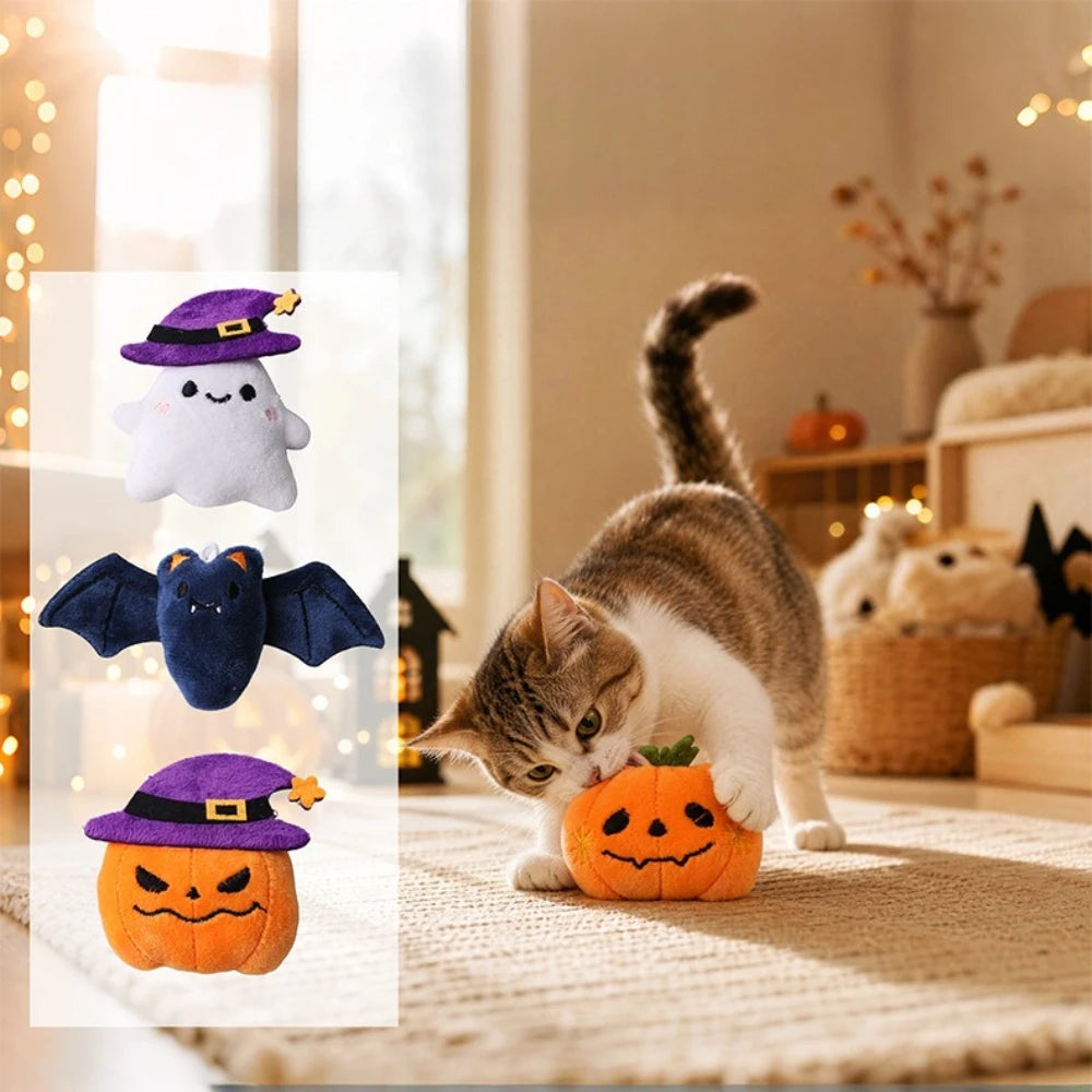 Hugo Halloween Speelgoed | Driedimensionale Vleermuis en Pompoen voor Katten