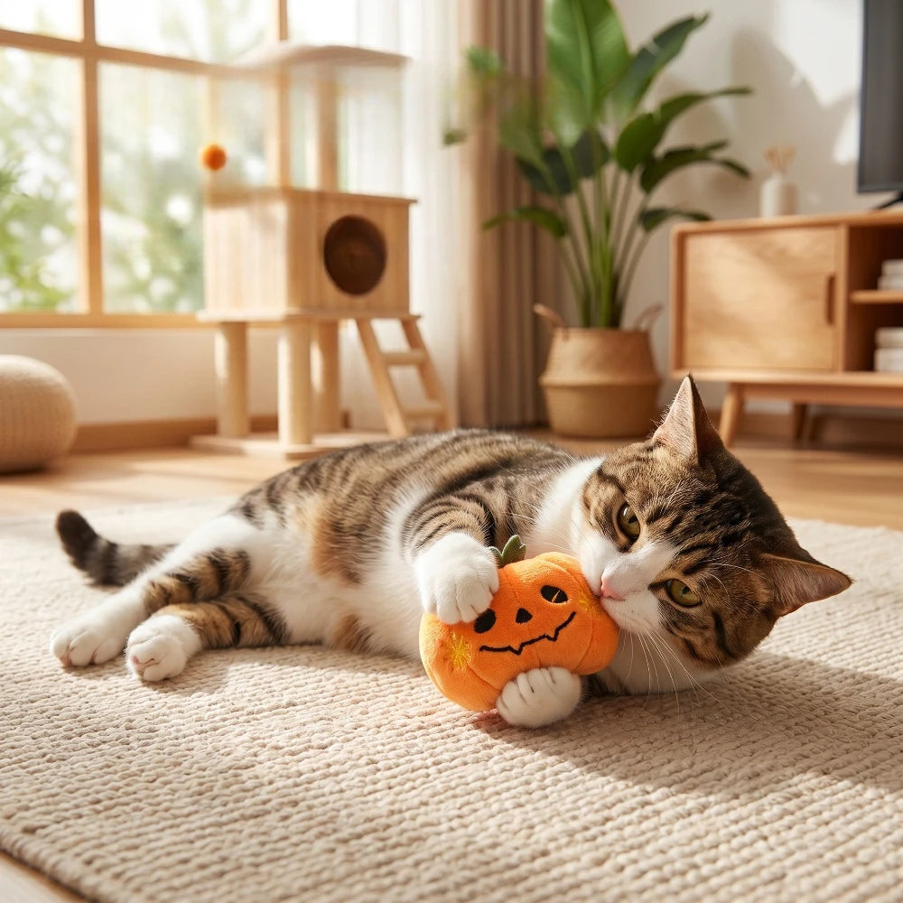 Hugo Halloween Speelgoed | Driedimensionale Vleermuis en Pompoen voor Katten