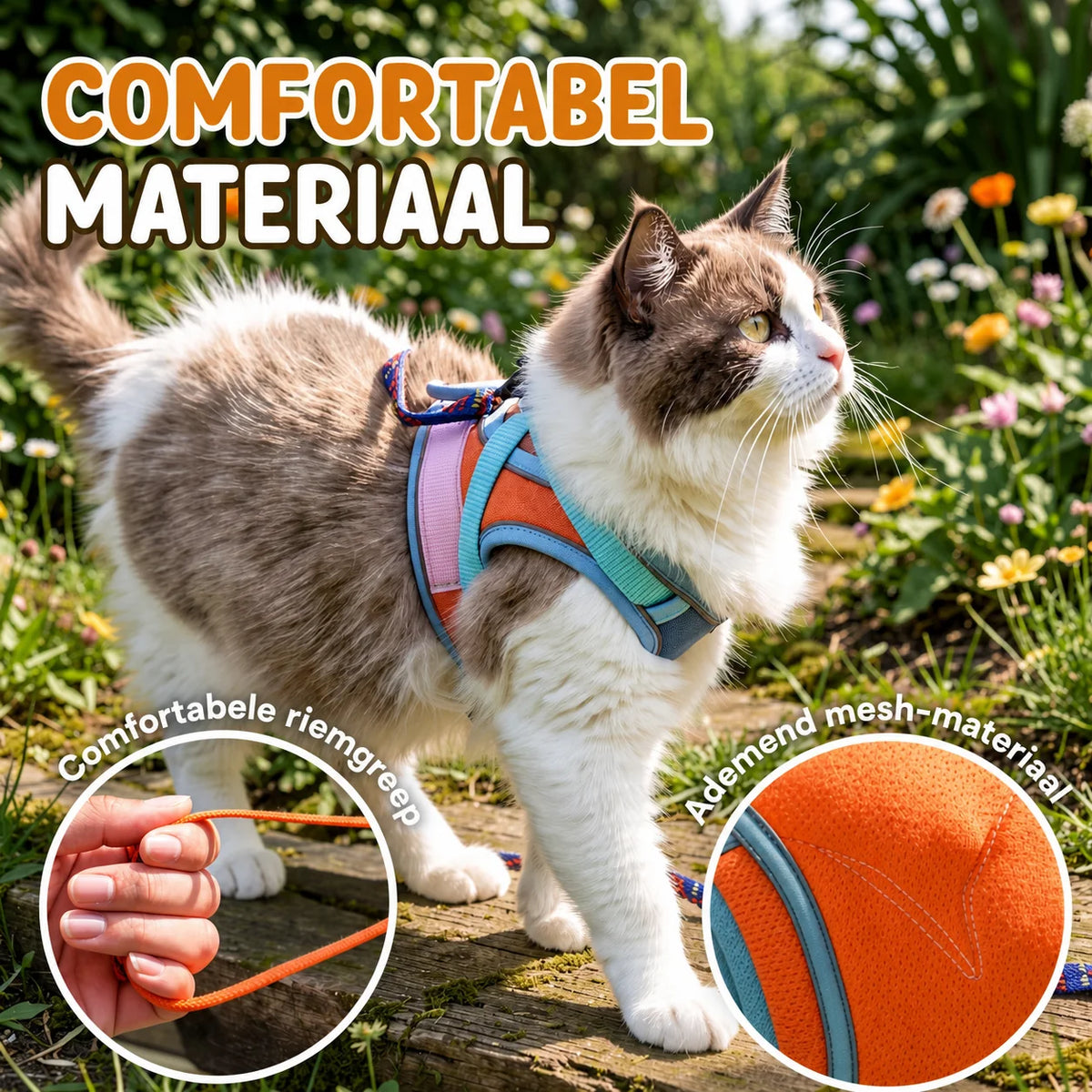 Kato Kattenharnas | Veilig Vest-Design, Ademend Mesh, Reflecterende Details