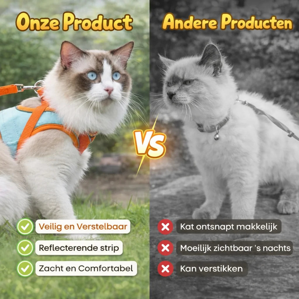 Kato Kattenharnas | Veilig Vest-Design, Ademend Mesh, Reflecterende Details