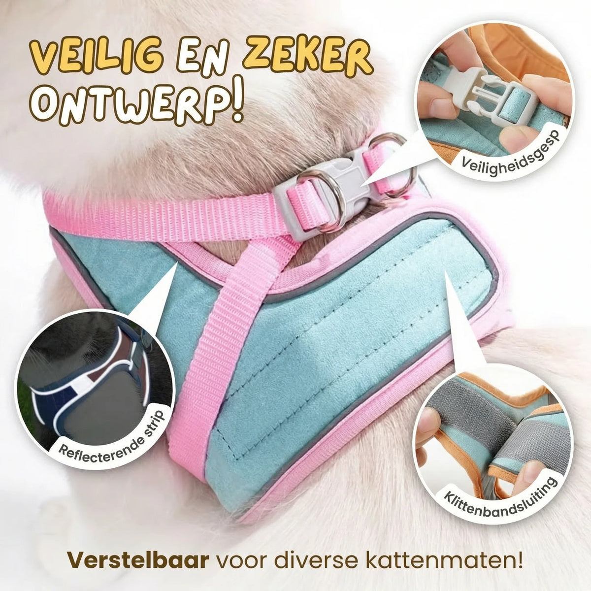 Kato Kattenharnas | Veilig Vest-Design, Ademend Mesh, Reflecterende Details
