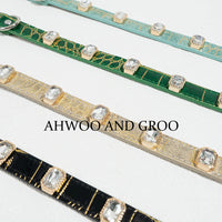 Liora Hondenhalsband | Verstelbaar PU Leer, Krokodillenprint voor Kleine en Middelgrote Honden