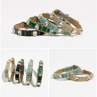 Liora Hondenhalsband | Verstelbaar PU Leer, Krokodillenprint voor Kleine en Middelgrote Honden