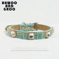 Liora Hondenhalsband | Verstelbaar PU Leer, Krokodillenprint voor Kleine en Middelgrote Honden