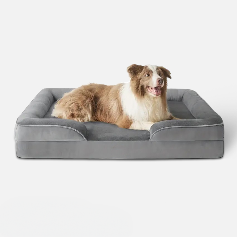 Orthopedisch hondenbed 100×70 cm Traagschuim – Gewrichtsondersteuning Grijs 1