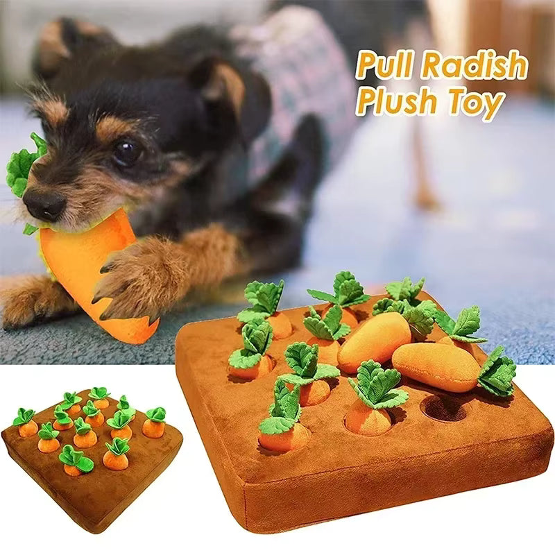 Winto Hondenspeelgoed Snuffelmat | Interactief Pluche Wortel, 36,5 x 7,5 cm