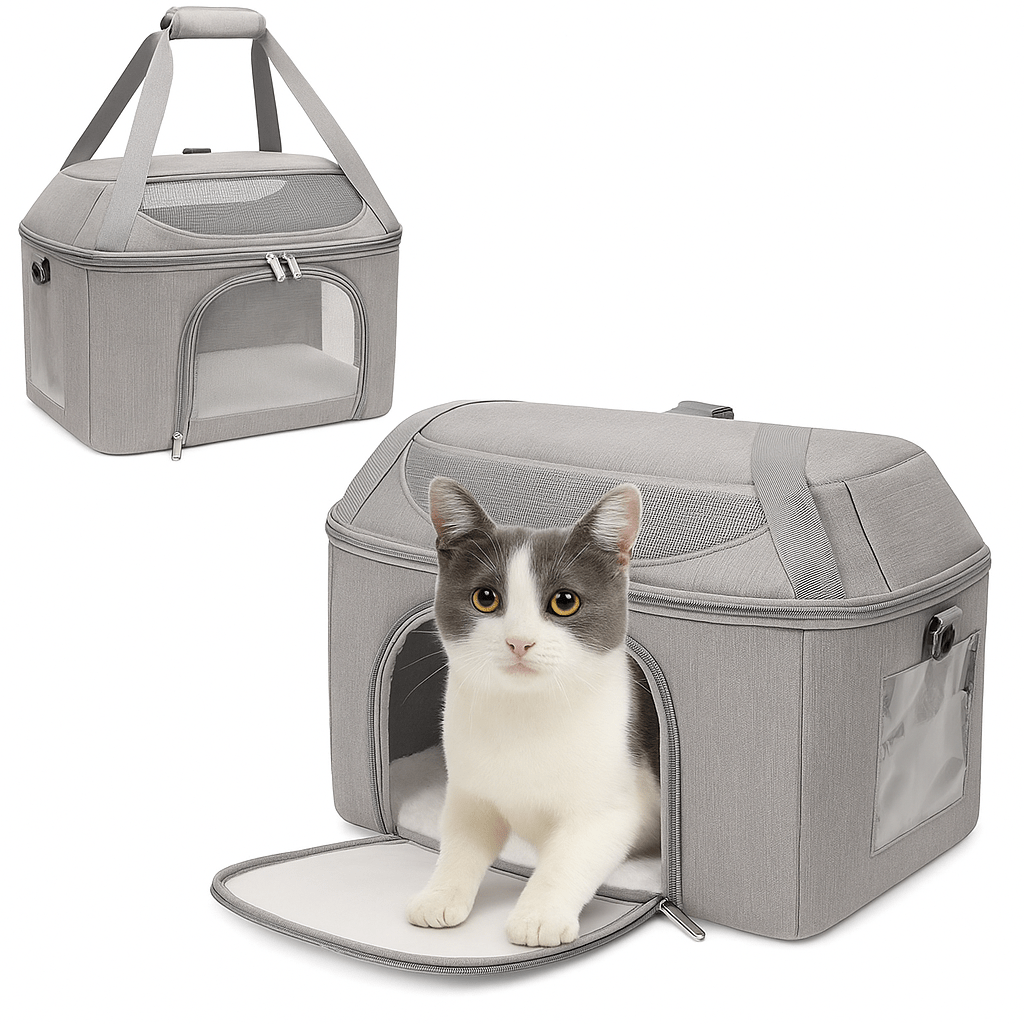 Ademend Kattenreistas met Drie Ingangen en Lichtgewicht Ontwerp - Ideaal voor Dierenartsbezoek - Hebbr